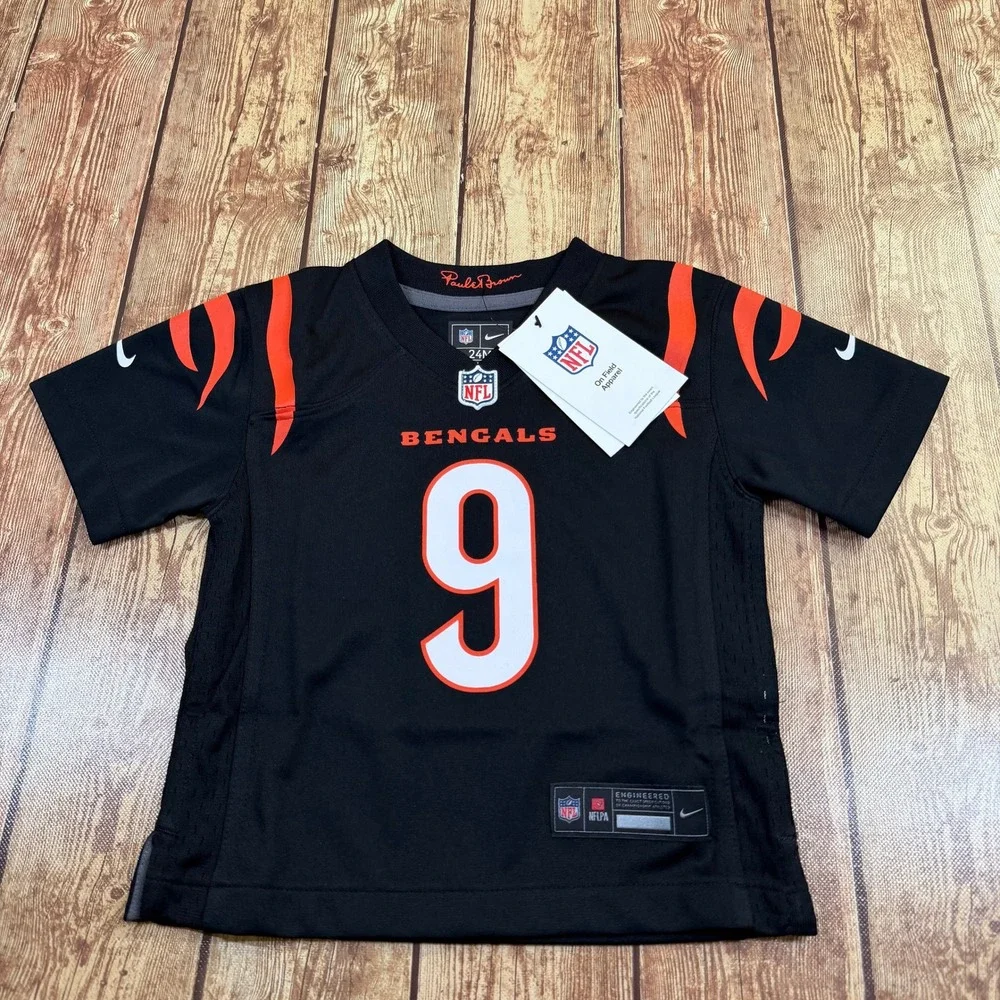 Nike Joe Burrow Bengals Jersey Kids 24 Months Black Screen Printed Pullover NWT